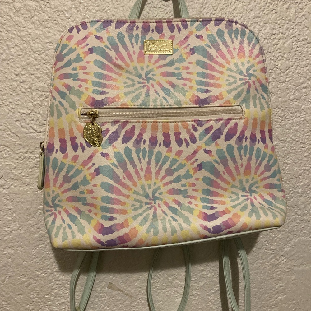 Pastel Tie-Dye Backpack with Gold Accents